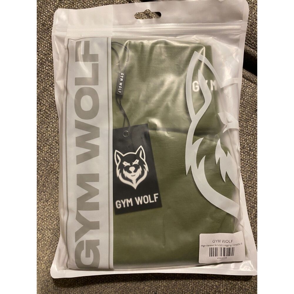 Gym Wolf Women's High Waisted Scrunch Leggings Size S Green Brand New